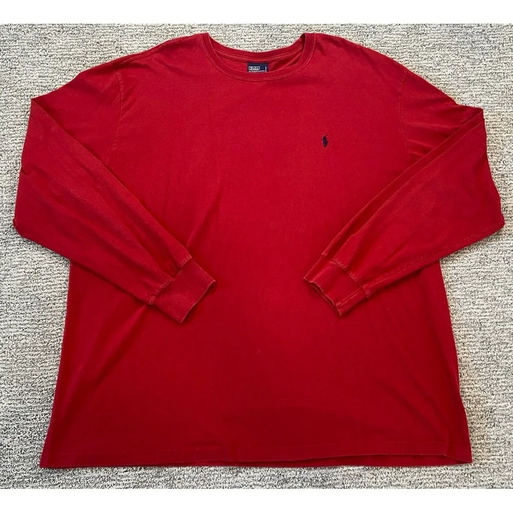 Vintage Polo Ralph Lauren Mens 2XL Red Long Sleeve T-shirt Pony
